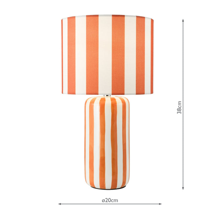 Dar CIC4211 Cicada Table Lamp Orange Ceramic and Polished Chrome With Shade