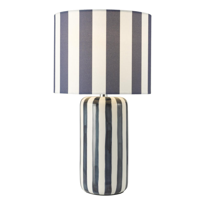 Dar CIC4223 Cicada Table Lamp Blue Ceramic and Polished Chrome With Shade