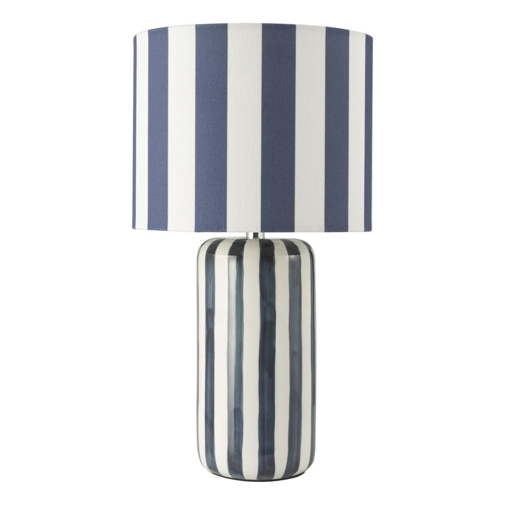 Dar CIC4223 Cicada Table Lamp Blue Ceramic and Polished Chrome With Shade