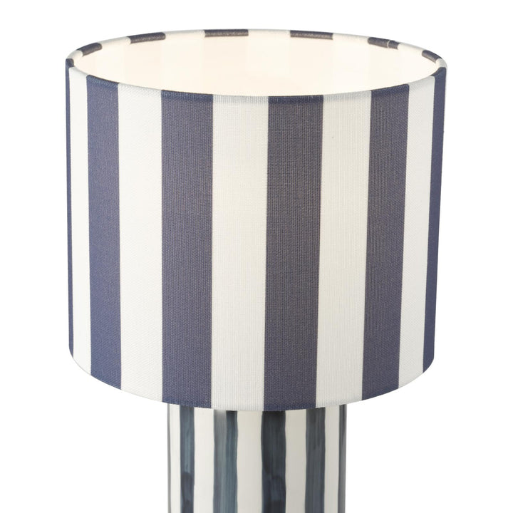 Dar CIC4223 Cicada Table Lamp Blue Ceramic and Polished Chrome With Shade