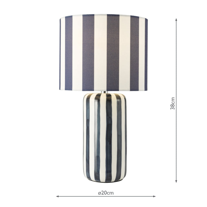 Dar CIC4223 Cicada Table Lamp Blue Ceramic and Polished Chrome With Shade