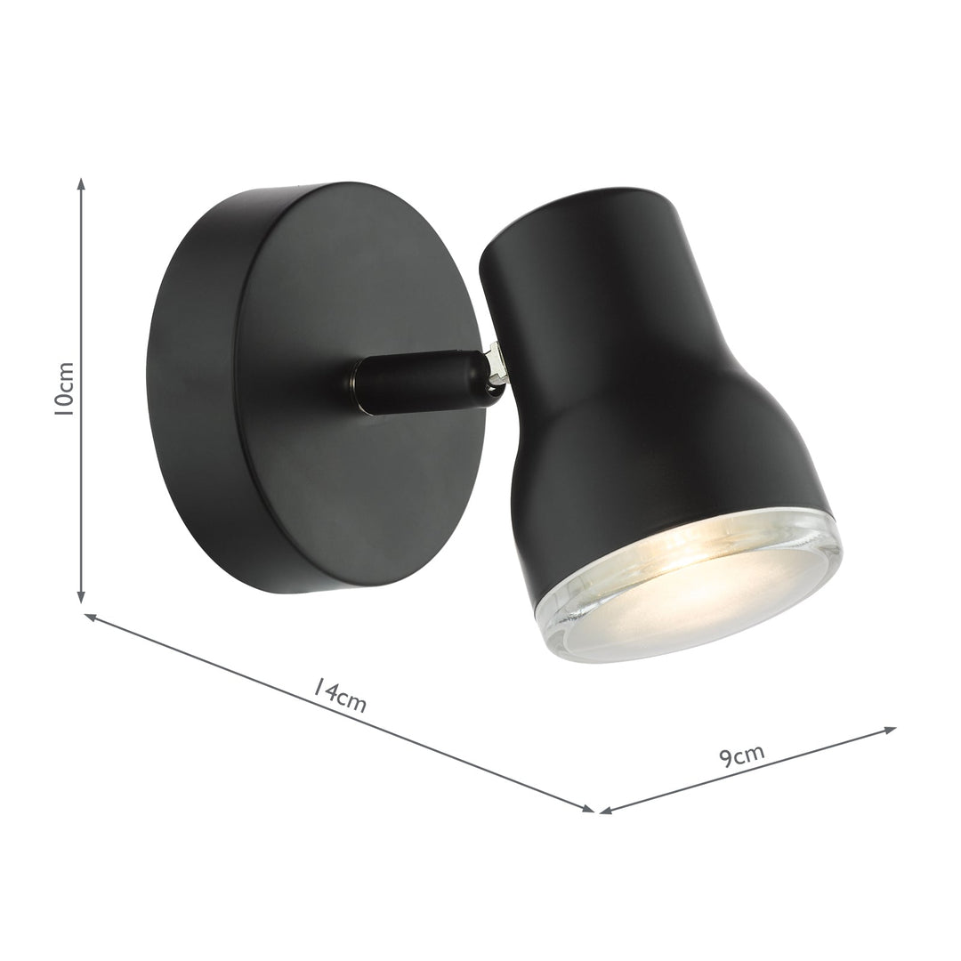 Dar CLI0722 Clint Bathroom Wall Spot Light Matt Black IP44
