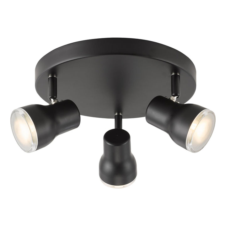 Dar CLI7622 Clint 3 Light Bathroom Ceiling Spot Light Matt Black IP44