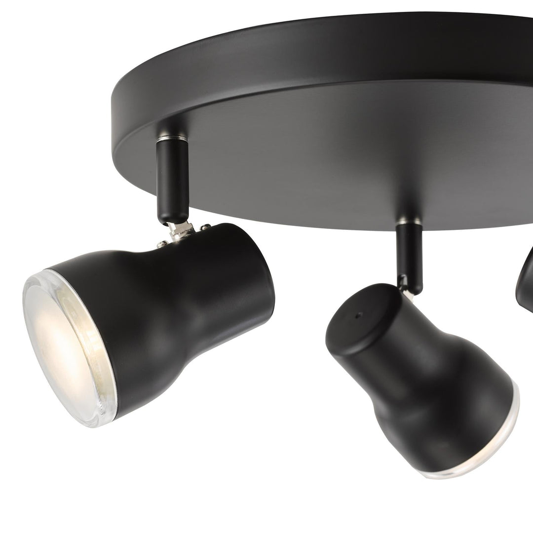 Dar CLI7622 Clint 3 Light Bathroom Ceiling Spot Light Matt Black IP44