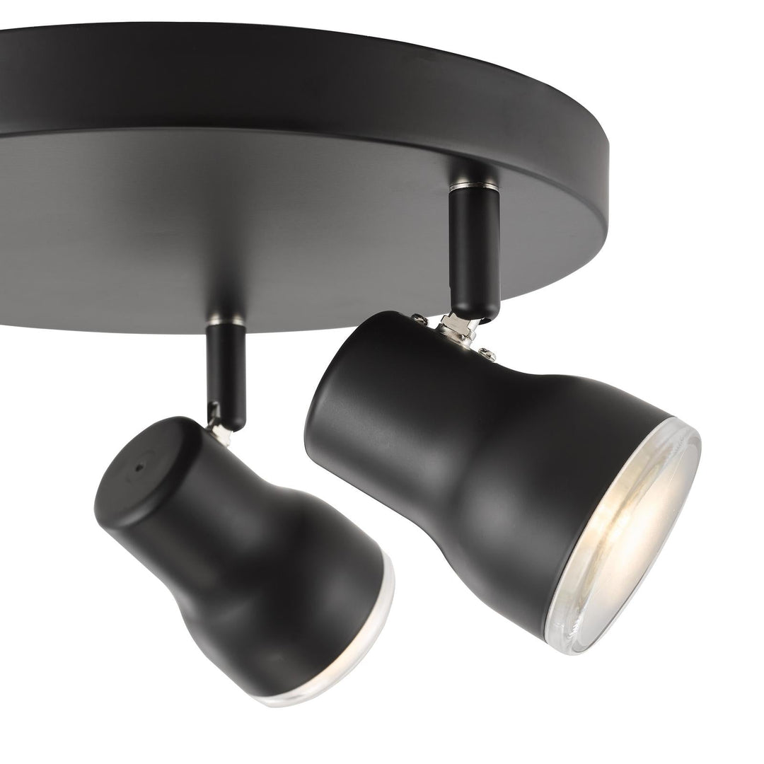 Dar CLI7622 Clint 3 Light Bathroom Ceiling Spot Light Matt Black IP44
