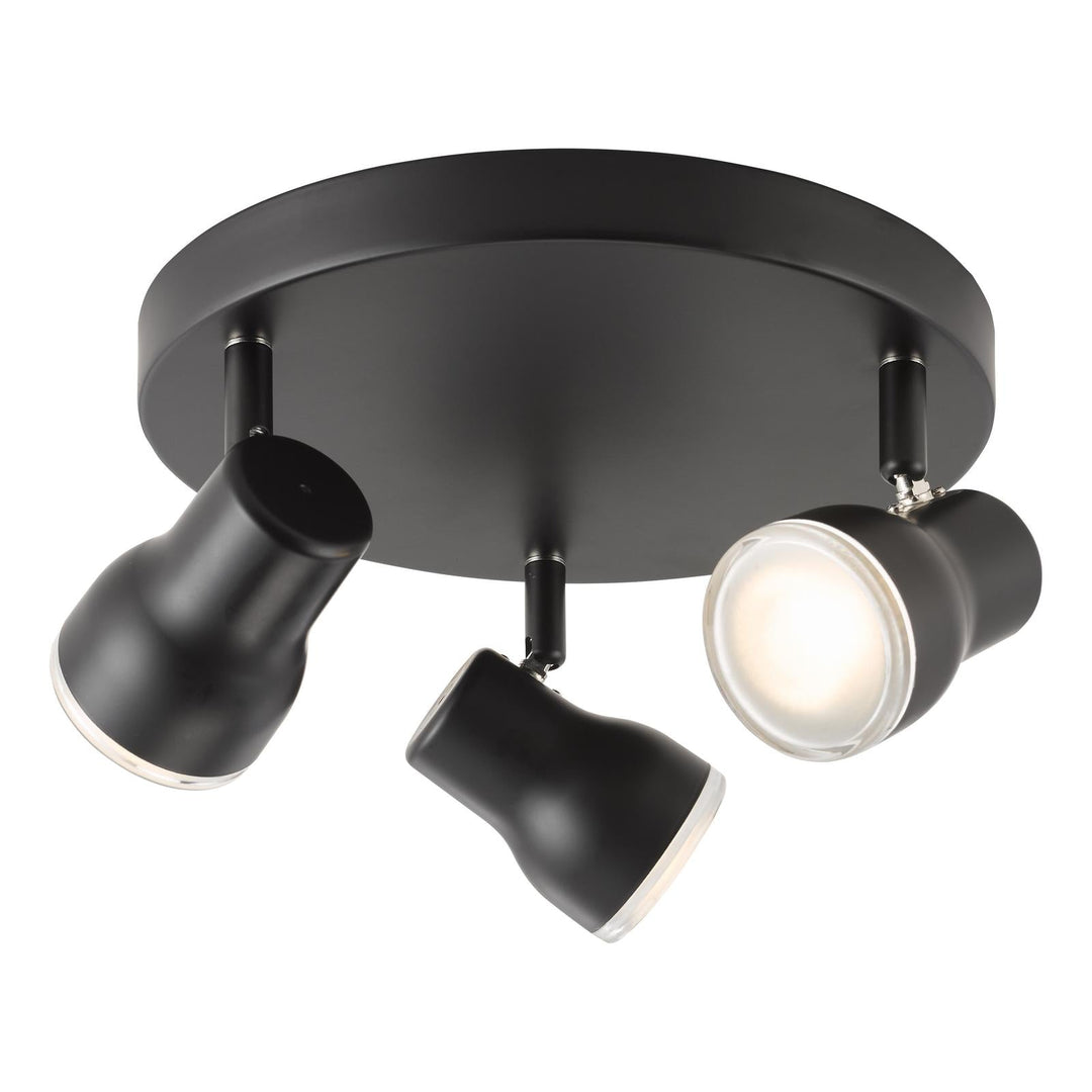 Dar CLI7622 Clint 3 Light Bathroom Ceiling Spot Light Matt Black IP44