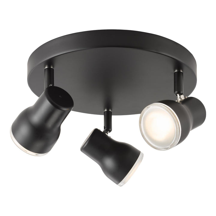 Dar CLI7622 Clint 3 Light Bathroom Ceiling Spot Light Matt Black IP44
