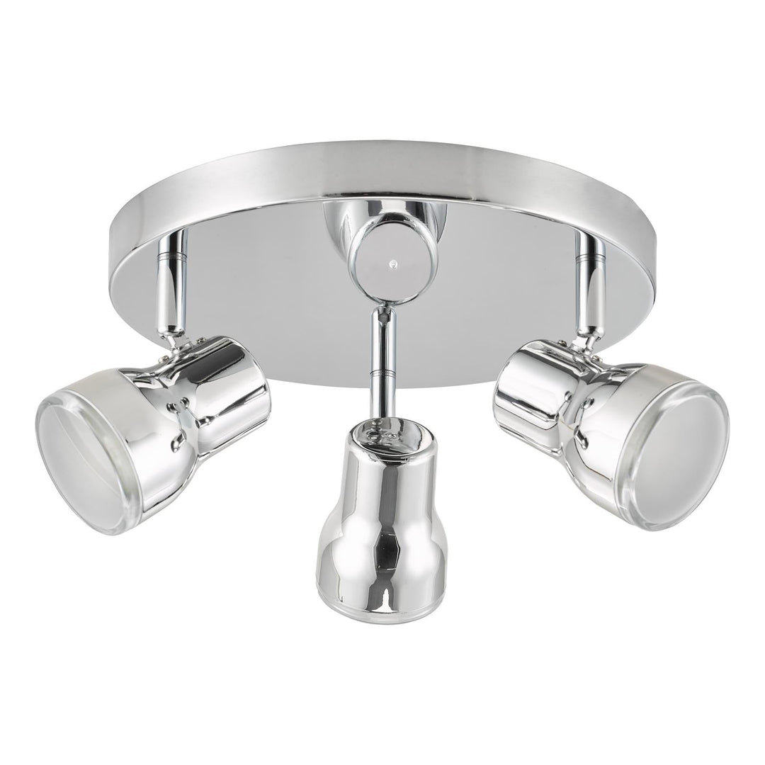 Dar CLI7650 Clint 3 Light Bathroom Ceiling Spot Light Polished Chrome IP44
