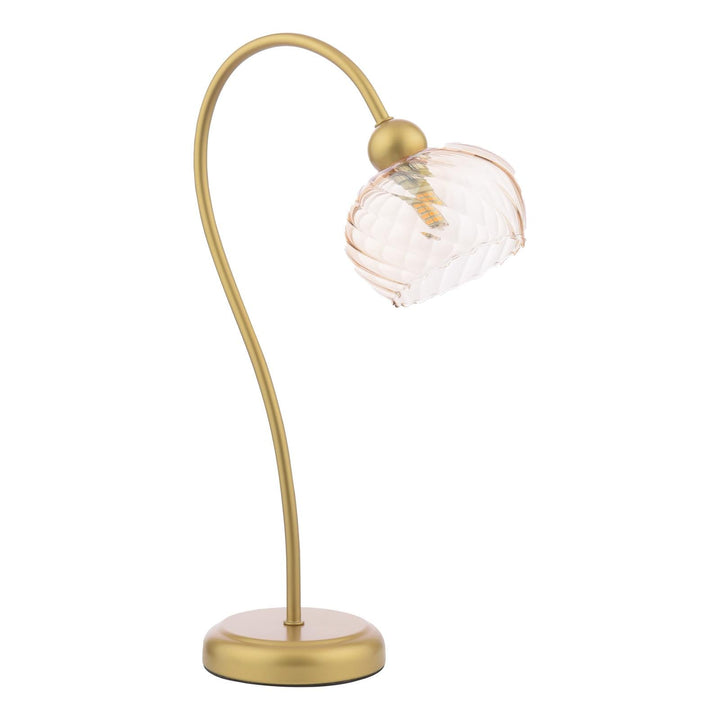 Dar COG4235 Cognac Table Lamp Satin Gold and Champagne Ribbed Glass