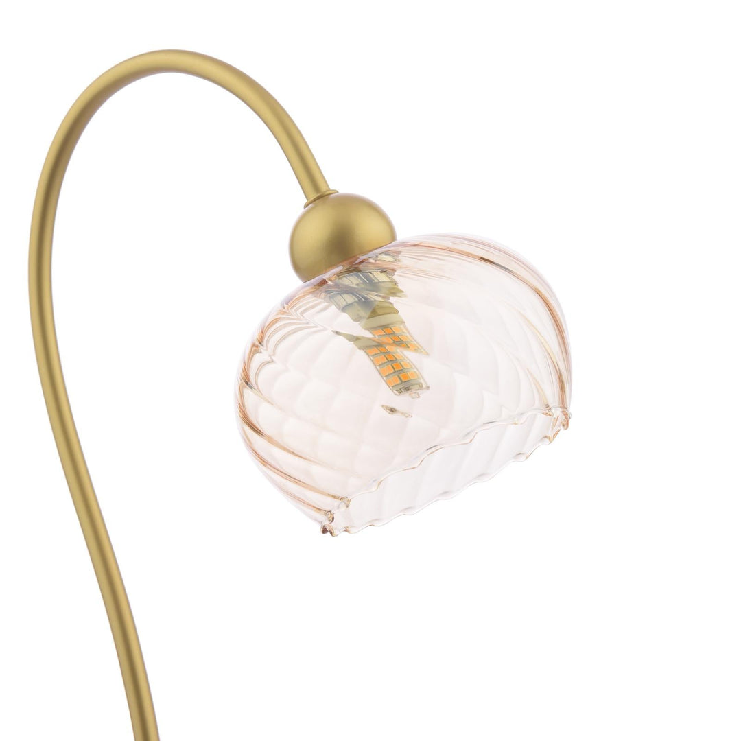 Dar COG4235 Cognac Table Lamp Satin Gold and Champagne Ribbed Glass