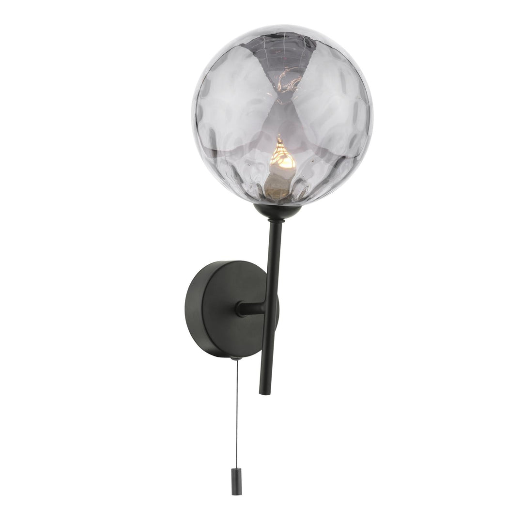 Dar COH0722-10 Cohen Wall Light Matt Black With Smoked Dimpled Glass