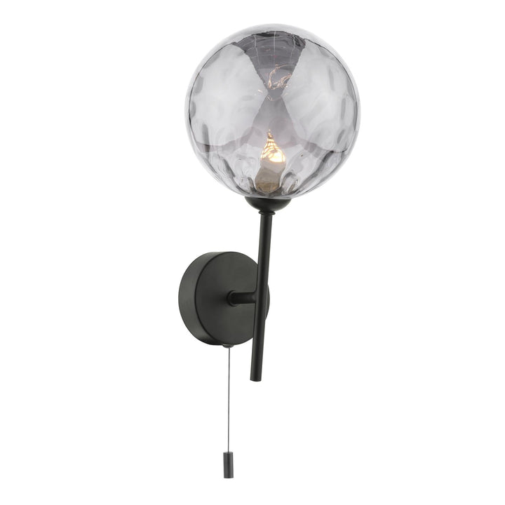 Dar COH0722-10 Cohen Wall Light Matt Black With Smoked Dimpled Glass