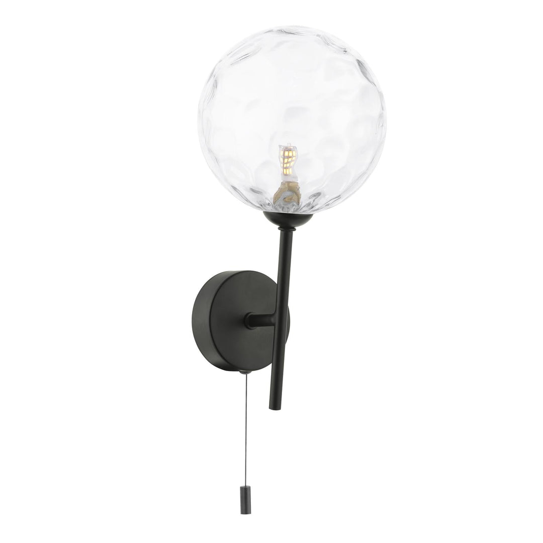 Dar COH0722-12 Cohen Wall Light Matt Black With Clear Dimpled Glass
