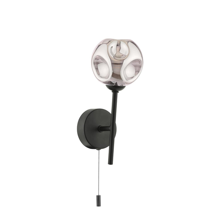 Dar COH0722-28 Cohen Wall Light Matt Black With Closed Organic Smoked Glass