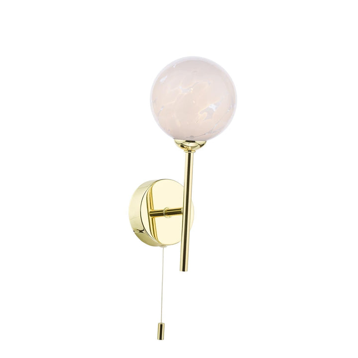 Dar COH0735-17 Cohen Wall Light Polished Gold With White Confetti Glass