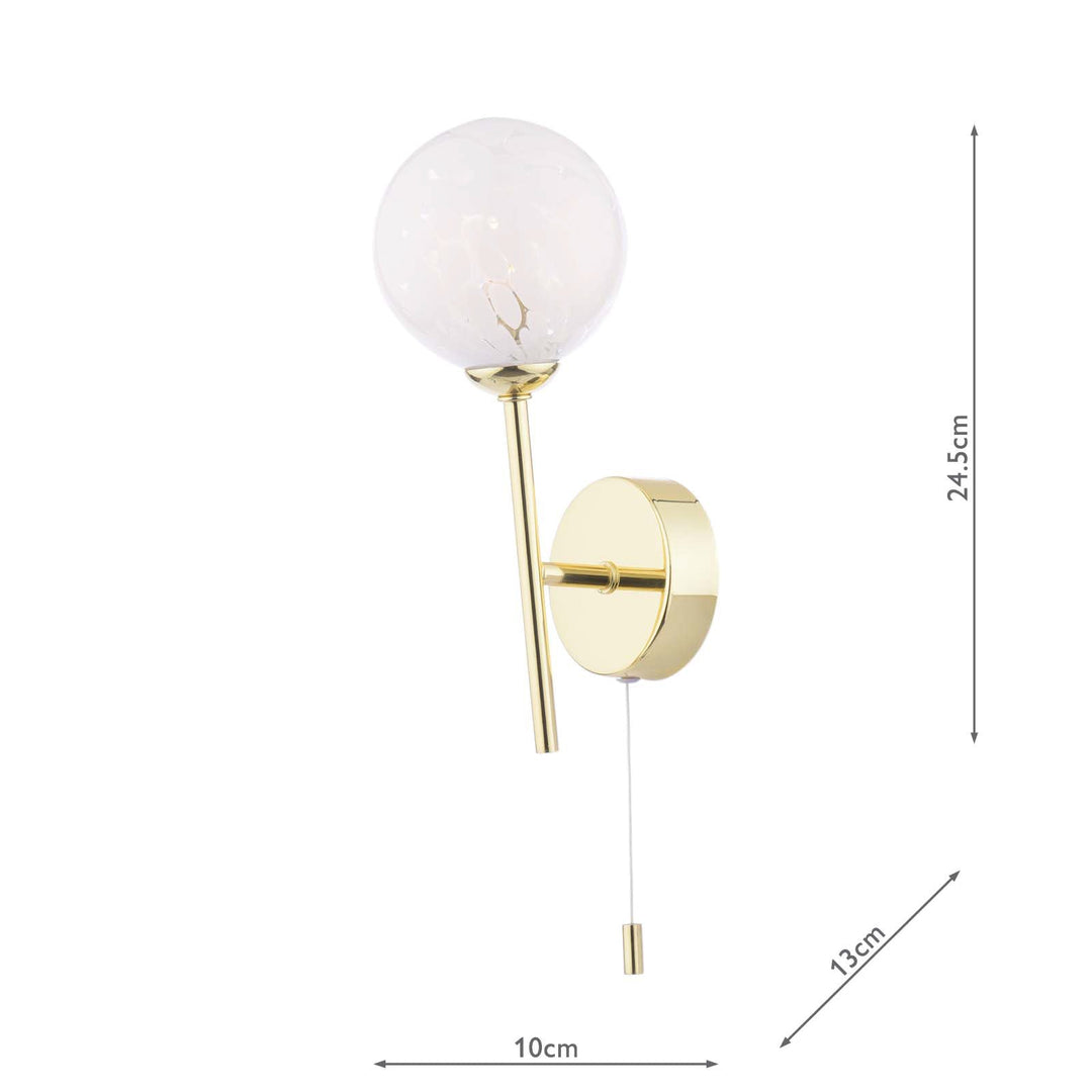 Dar COH0735-17 Cohen Wall Light Polished Gold With White Confetti Glass