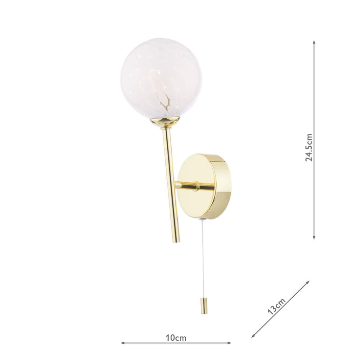 Dar COH0735-17 Cohen Wall Light Polished Gold With White Confetti Glass