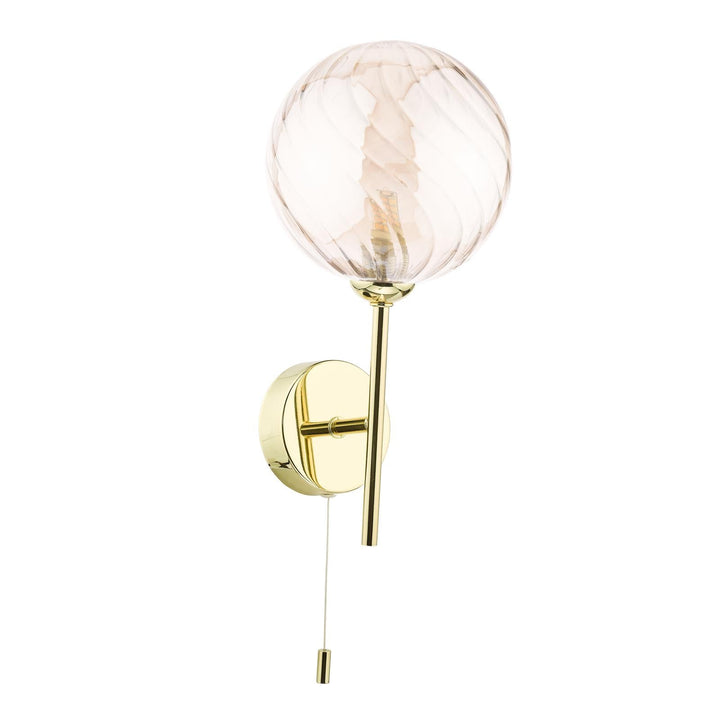 Dar COH0735-26 Cohen Wall Light Polished Gold With Twisted Amber Glass