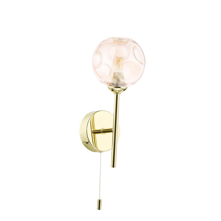 Dar COH0735-27 Cohen Wall Light Polished Gold With Closed Organic Amber  Glass
