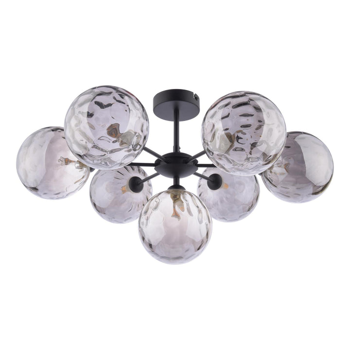 Dar COH3422-10 Cohen 7 Light Pendant Matt Black With Smoked Dimpled Glass