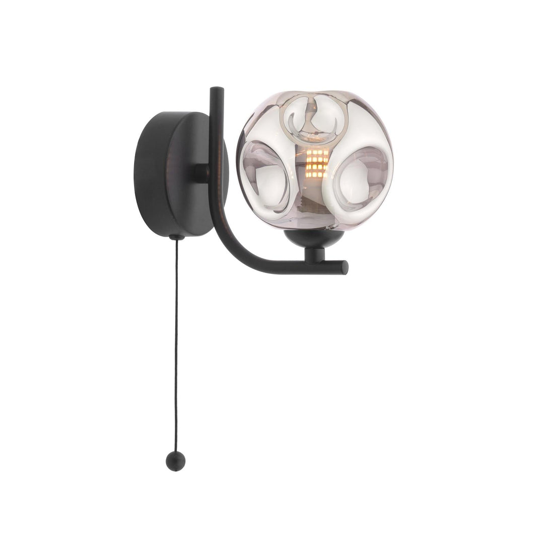 Dar CRA0722-28 Cradle Wall Light Matt Black With Closed Organic Smoked Glass