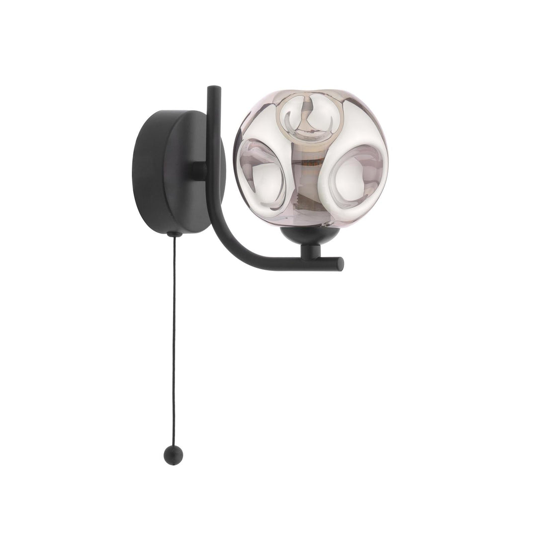 Dar CRA0722-28 Cradle Wall Light Matt Black With Closed Organic Smoked Glass
