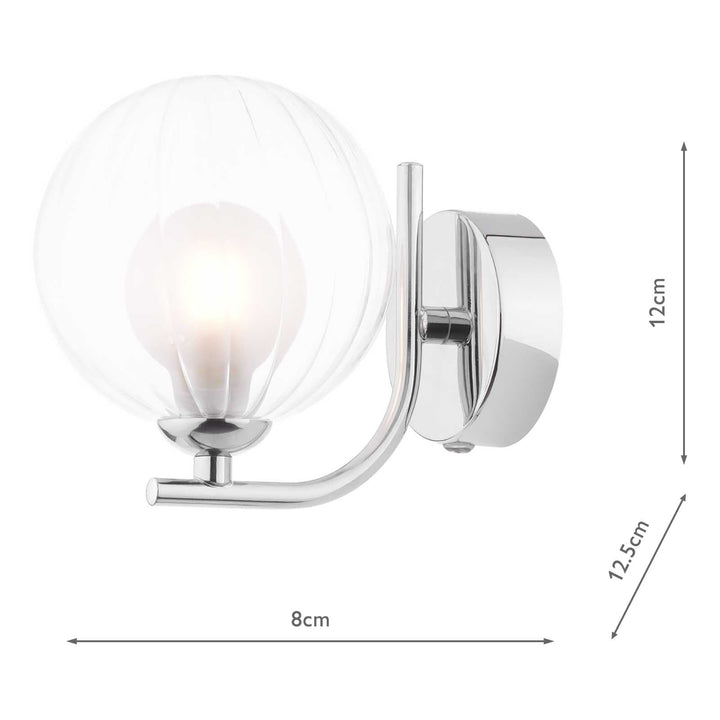 Dar CRA0750-20 Cradle Wall Light Polished Chrome With Clear/Opal Glass