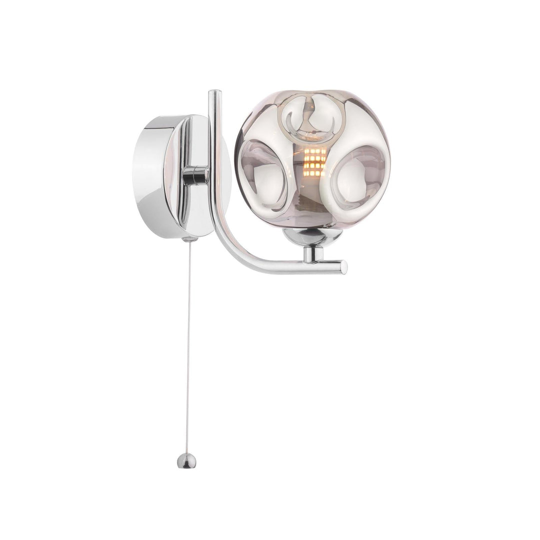 Dar CRA0750-28 Cradle Wall Light Polished Chrome With Closed Organic Smoked Glass