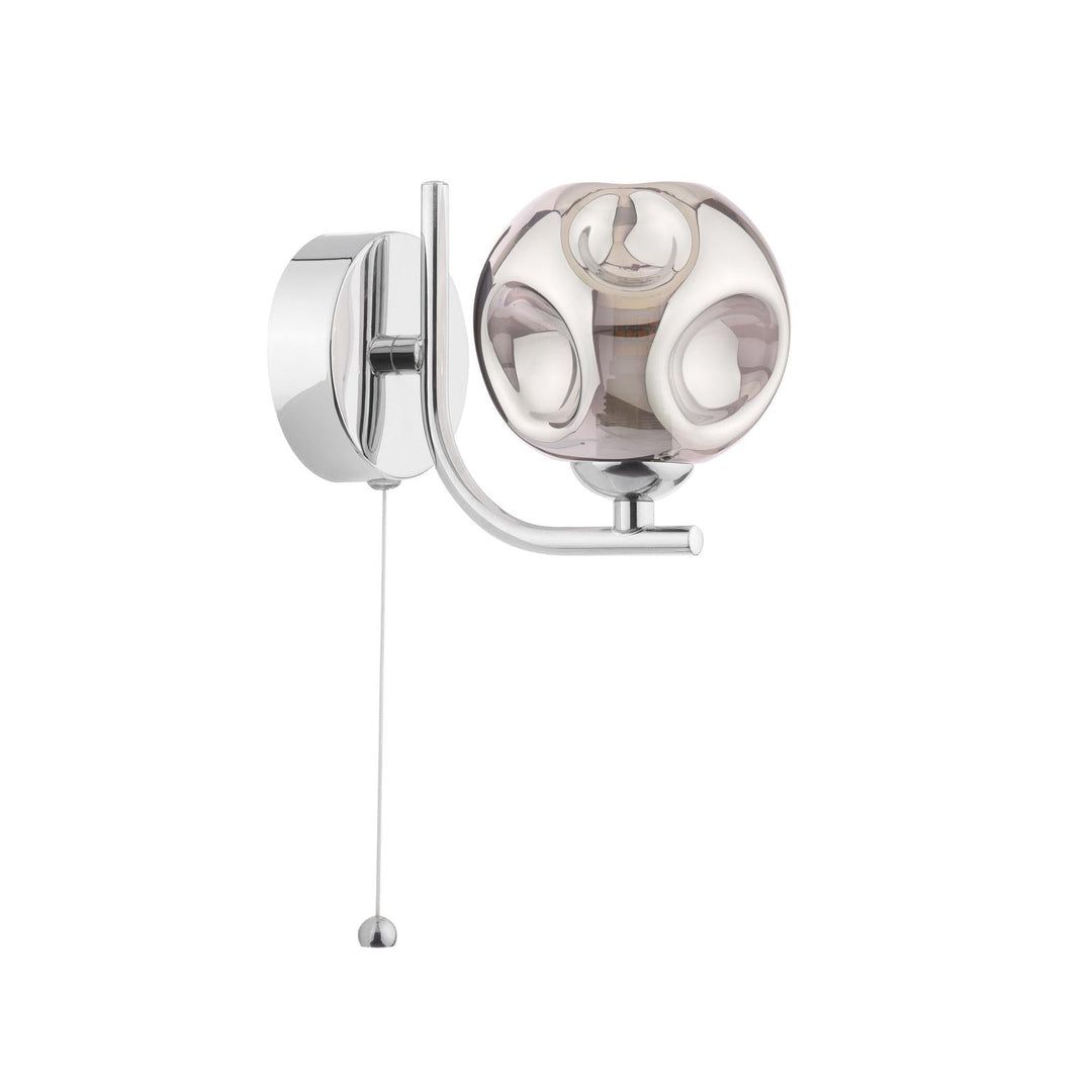Dar CRA0750-28 Cradle Wall Light Polished Chrome With Closed Organic Smoked Glass