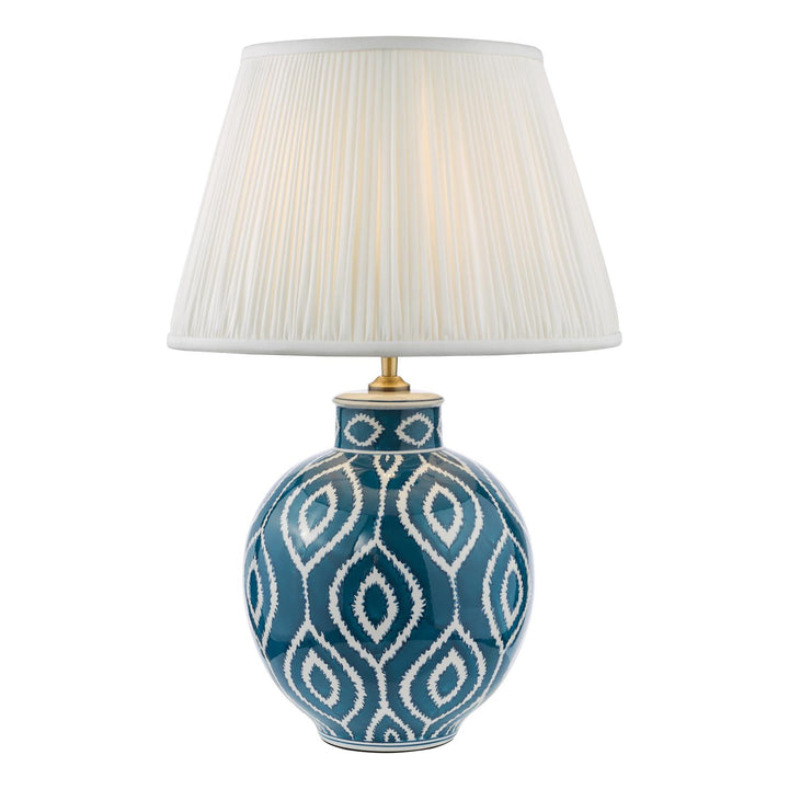 Dar DAK4223-ULY1615 Dakari Table Lamp Blue Ceramic and Antique Brass With Shade