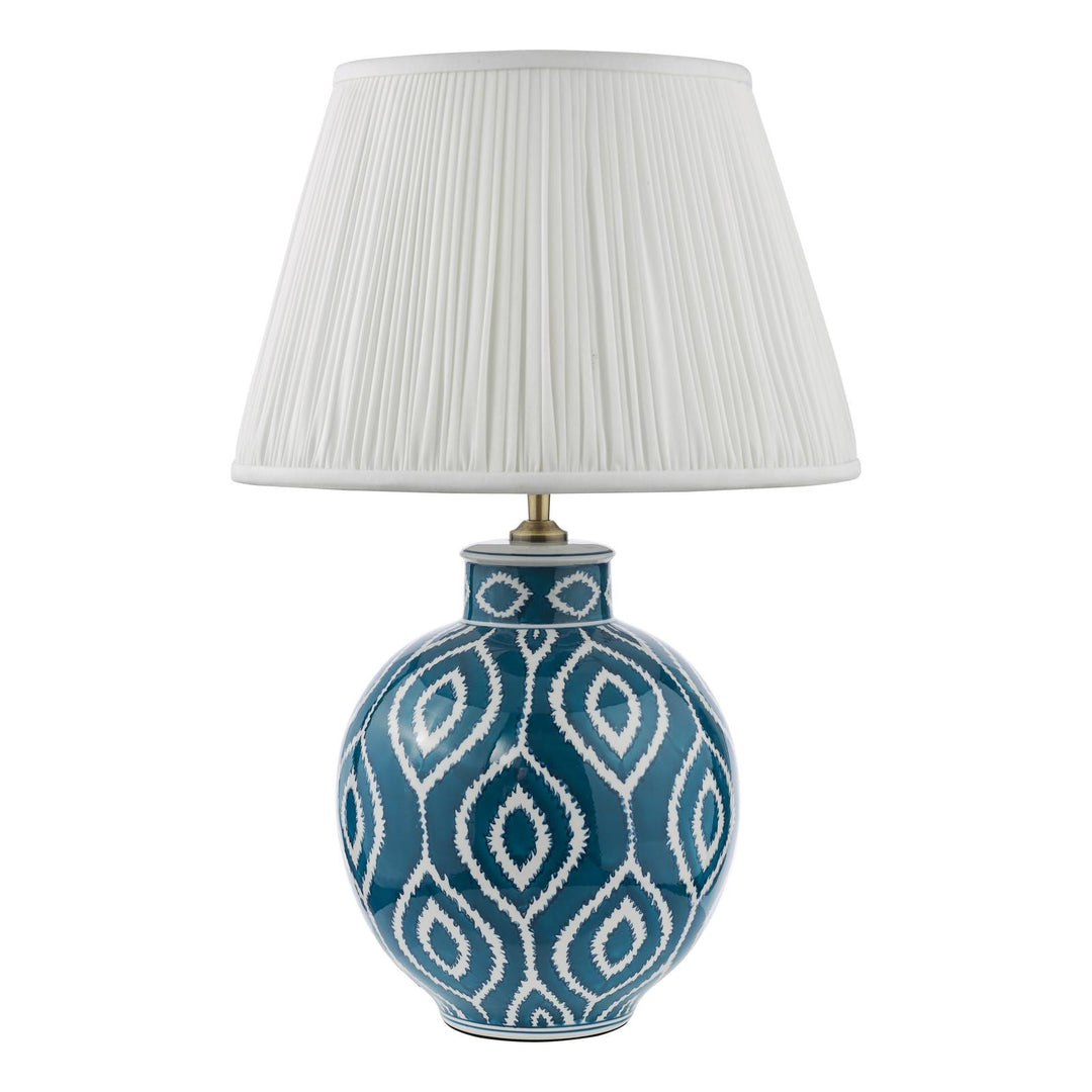 Dar DAK4223-ULY1615 Dakari Table Lamp Blue Ceramic and Antique Brass With Shade