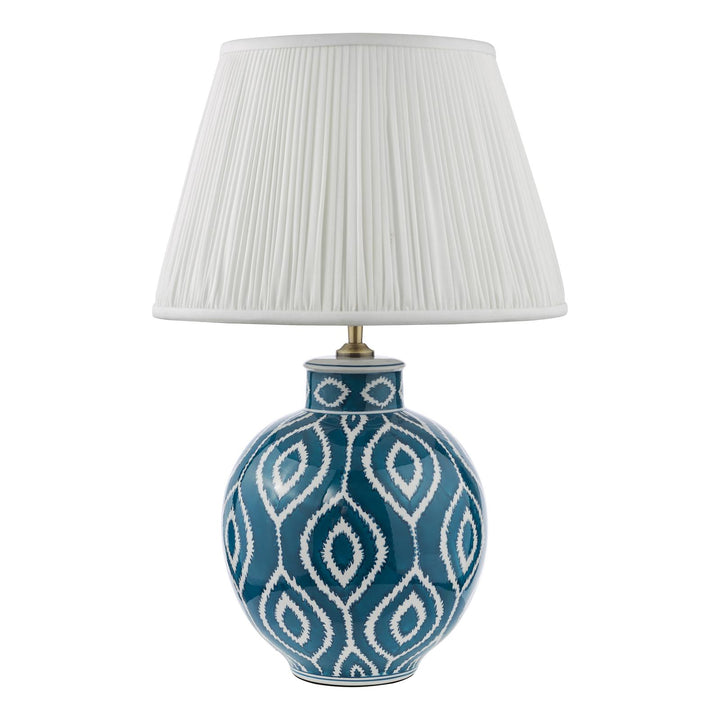 Dar DAK4223-ULY1615 Dakari Table Lamp Blue Ceramic and Antique Brass With Shade