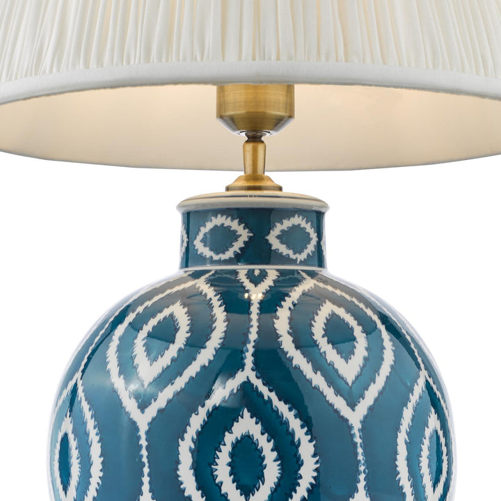 Dar DAK4223-ULY1615 Dakari Table Lamp Blue Ceramic and Antique Brass With Shade