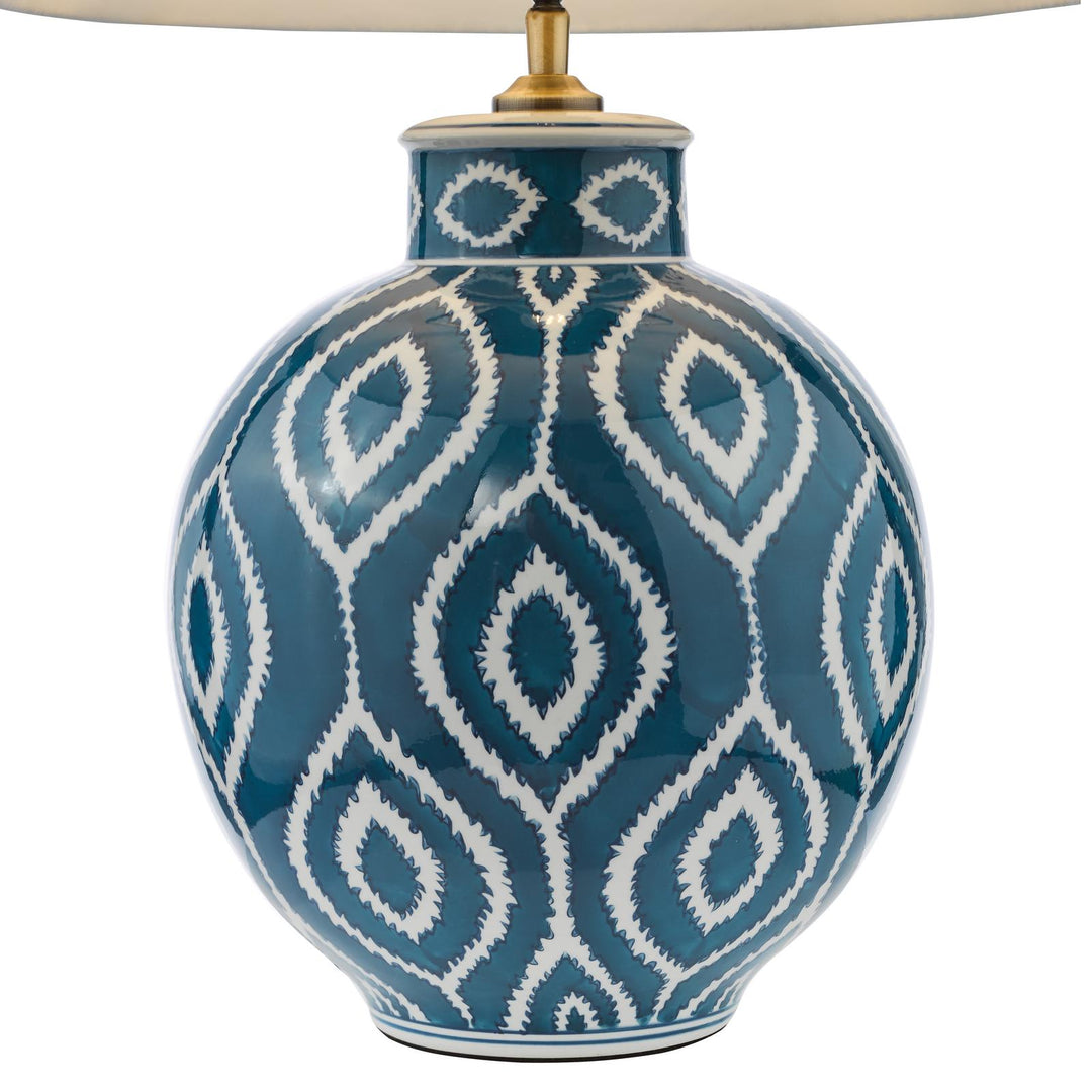 Dar DAK4223-ULY1615 Dakari Table Lamp Blue Ceramic and Antique Brass With Shade