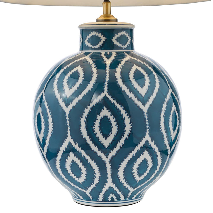 Dar DAK4223-ULY1615 Dakari Table Lamp Blue Ceramic and Antique Brass With Shade