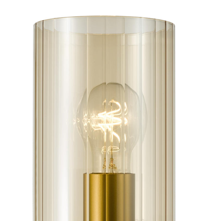 Dar DAY0735 Daylin Wall Light Satin Gold and Amber Ribbed Glass