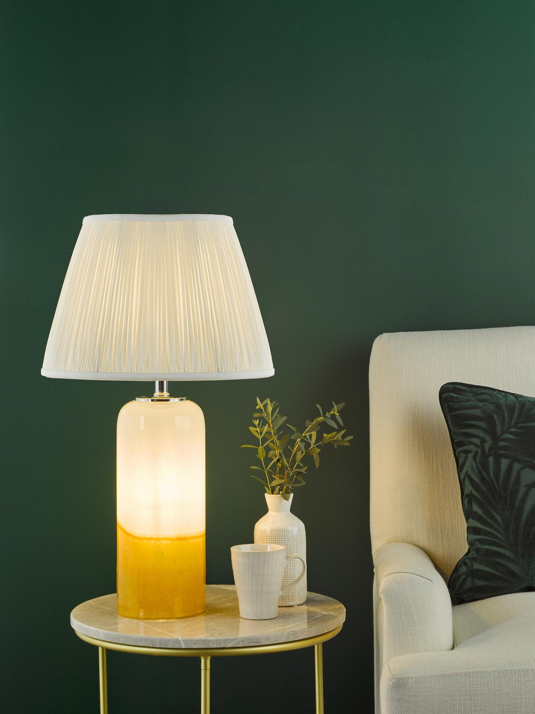 Dar DEA4226-ULY1615 Deandra Table Lamp Yellow Glass With Shade