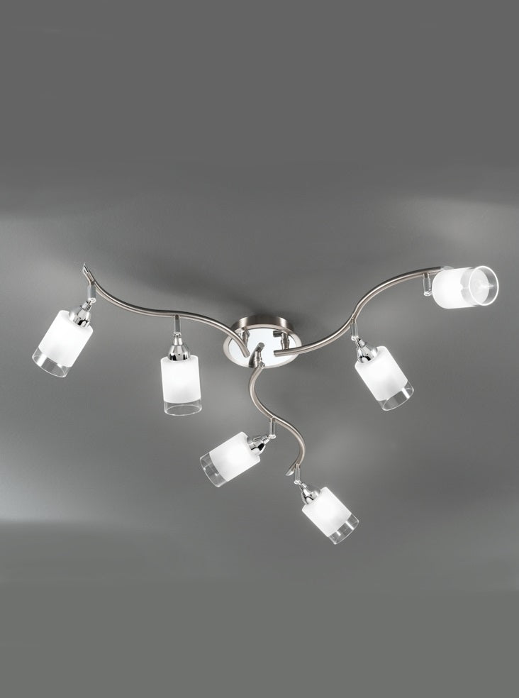 Franklite DP40026 Campani 6 Light Ceiling Flush Chrome / Satin Nickel (S)
