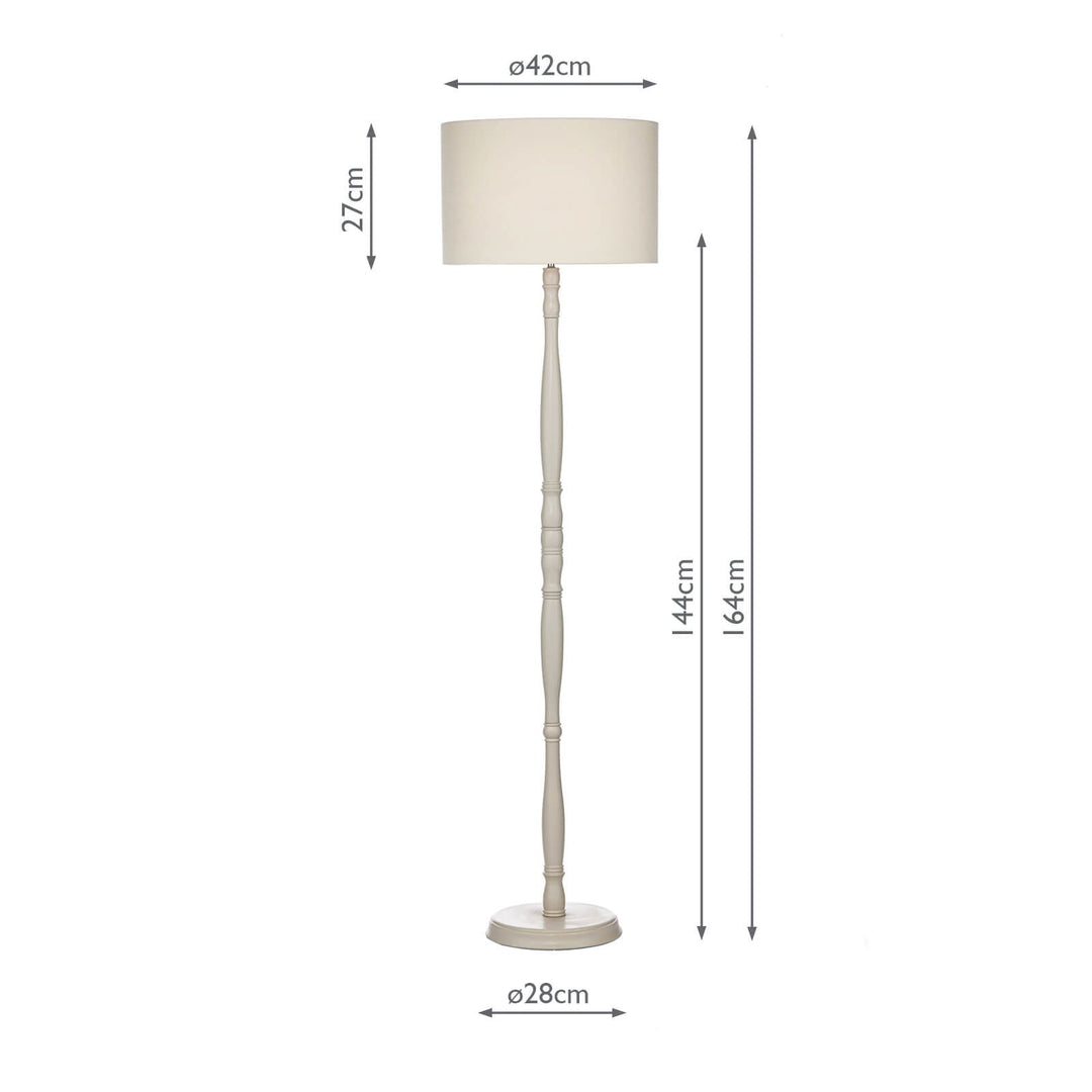 Dar DUN4933 Dunlop Floor Lamp Matt Cream With Shade