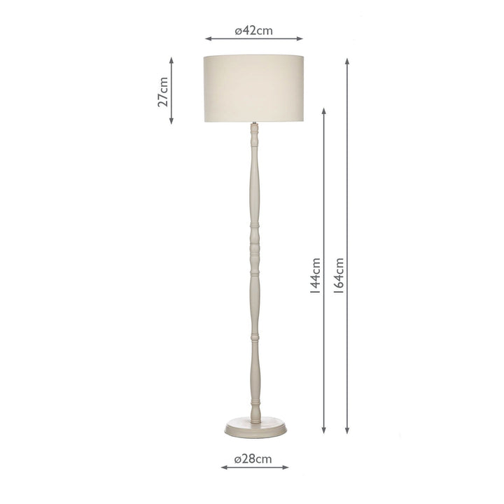 Dar DUN4933 Dunlop Floor Lamp Matt Cream With Shade