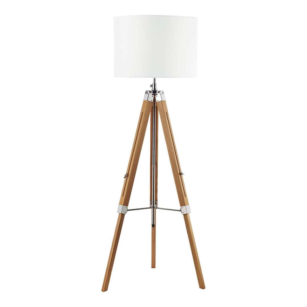 Dar EAS4943-PYR182 Easel Floor Lamp Light Wood and Polished Chrome With Shade