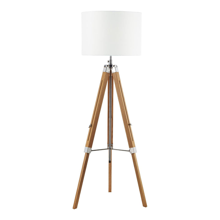 Dar EAS4943-PYR182 Easel Floor Lamp Light Wood and Polished Chrome With Shade