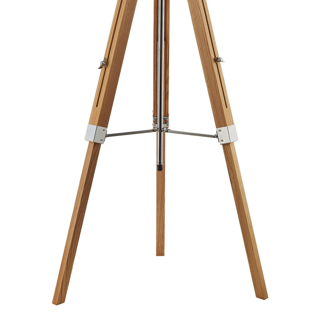 Dar EAS4943-PYR182 Easel Floor Lamp Light Wood and Polished Chrome With Shade