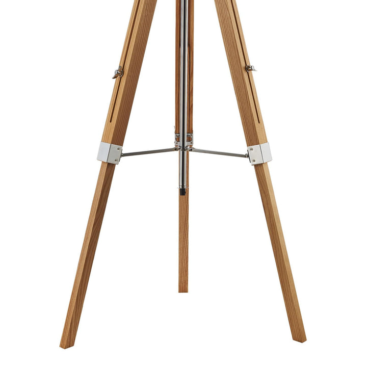 Dar EAS4943-PYR182 Easel Floor Lamp Light Wood and Polished Chrome With Shade