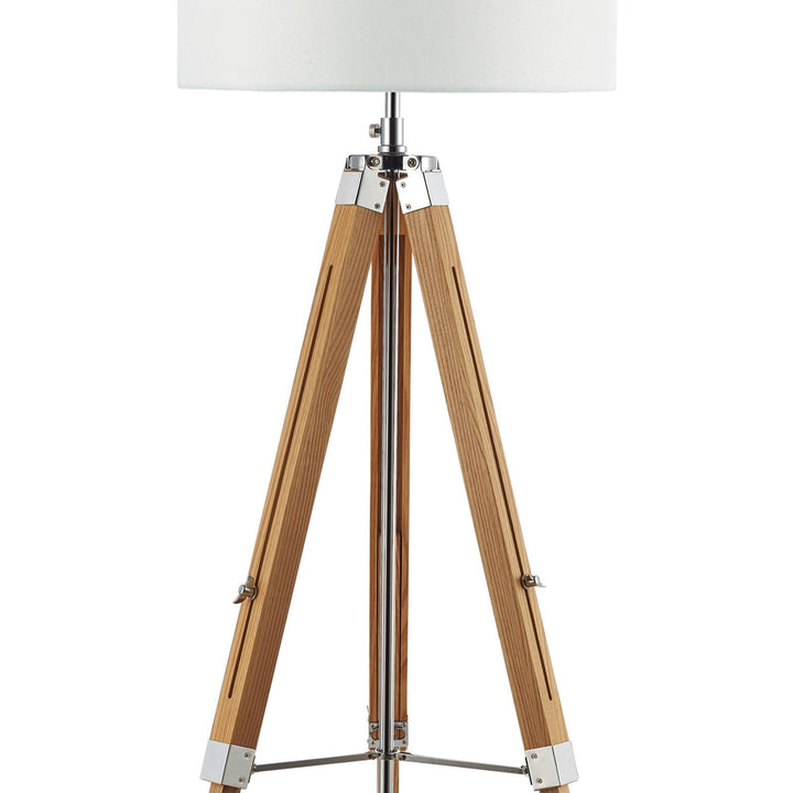 Dar EAS4943-PYR182 Easel Floor Lamp Light Wood and Polished Chrome With Shade