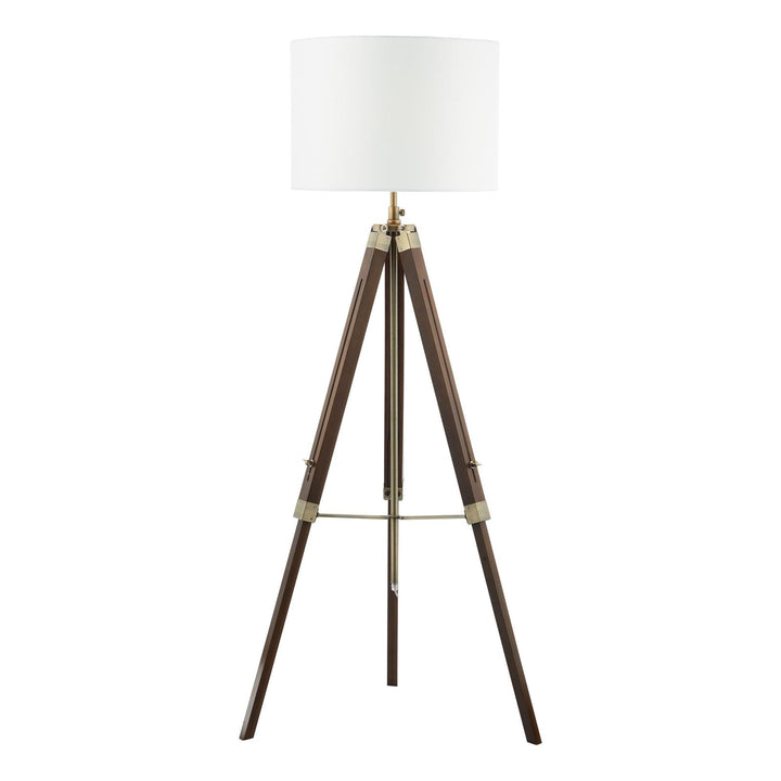 Dar EAS4947-PYR182 Easel Floor Lamp Dark Wood and Antique Brass With Shade
