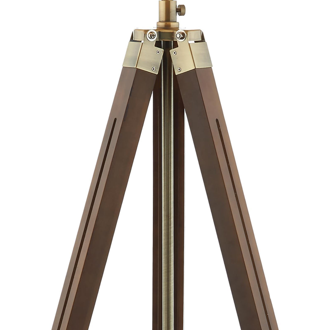 Dar EAS4947-PYR182 Easel Floor Lamp Dark Wood and Antique Brass With Shade