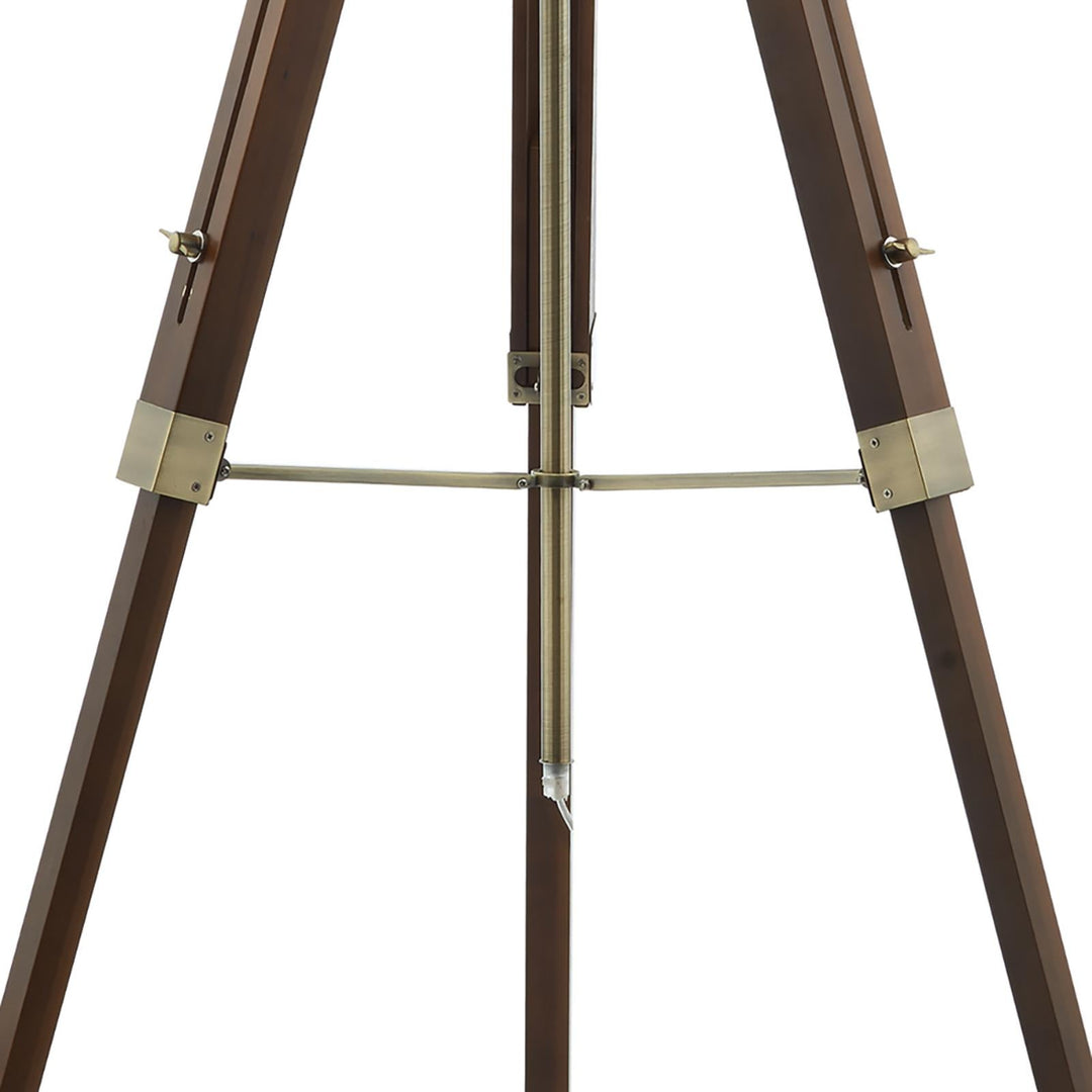 Dar EAS4947-PYR182 Easel Floor Lamp Dark Wood and Antique Brass With Shade