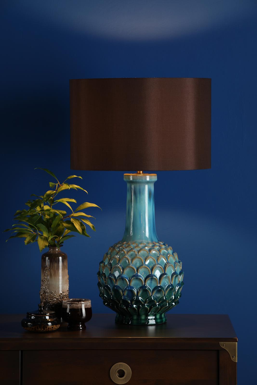 Dar EDL4223-VOY1422 Edlyn Table Lamp Blue Ceramic With Shade