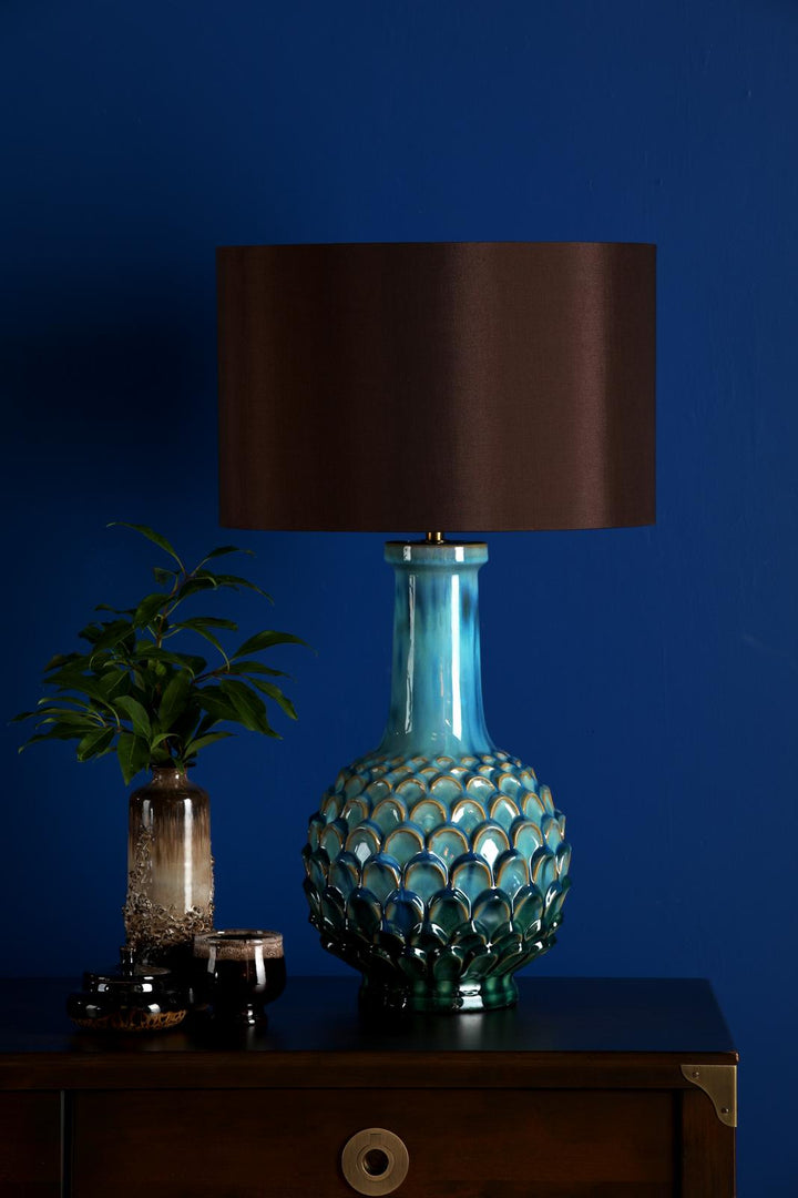 Dar EDL4223-VOY1422 Edlyn Table Lamp Blue Ceramic With Shade